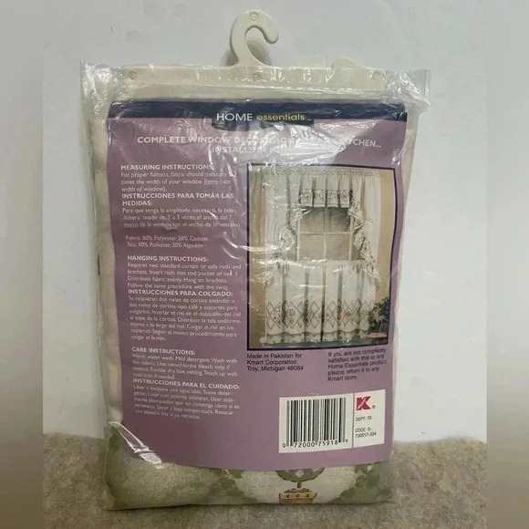 Home Essentials Kmart Vintage Tier & Swag Curtain Set Castle Bar Style Sage - Picture 4 of 7